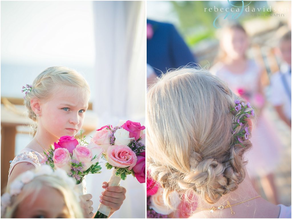 flower girls hair and petals in hair