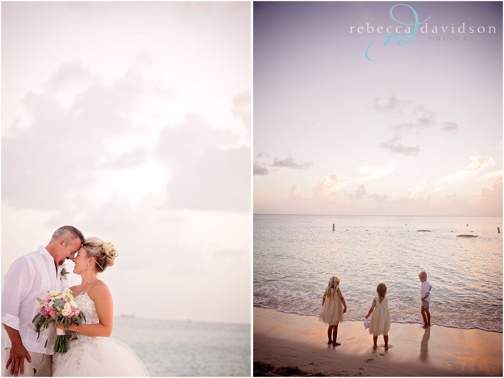 romantic shots of wedding on beach