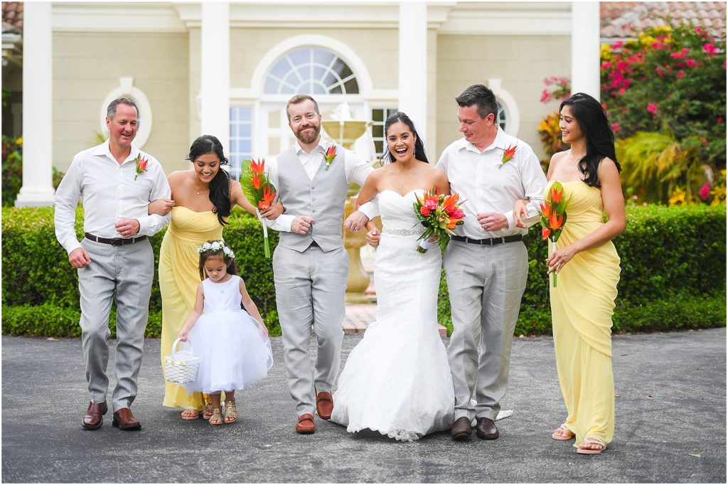 bridal party in all yellow