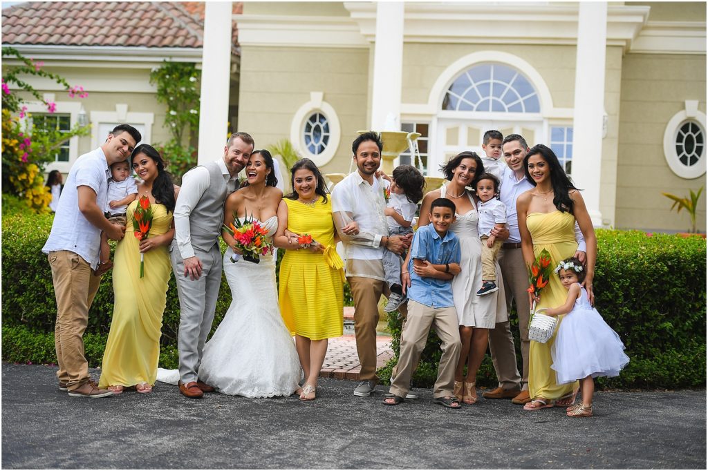 bridal party in yellow