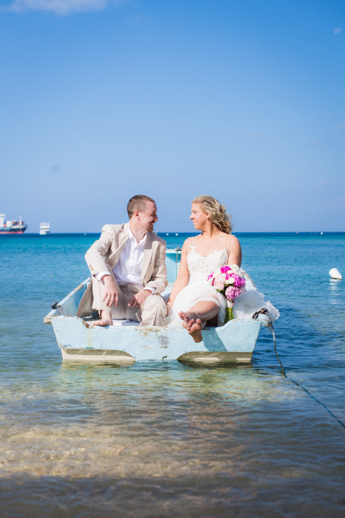 wedding couple in boat