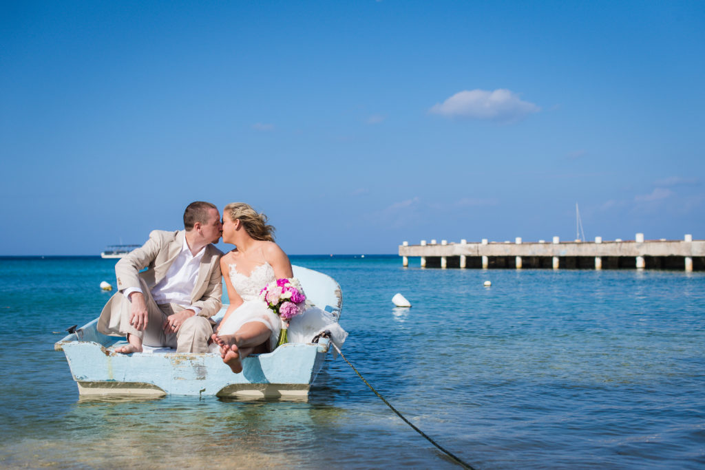 cayman islands wedding couple trash the dress