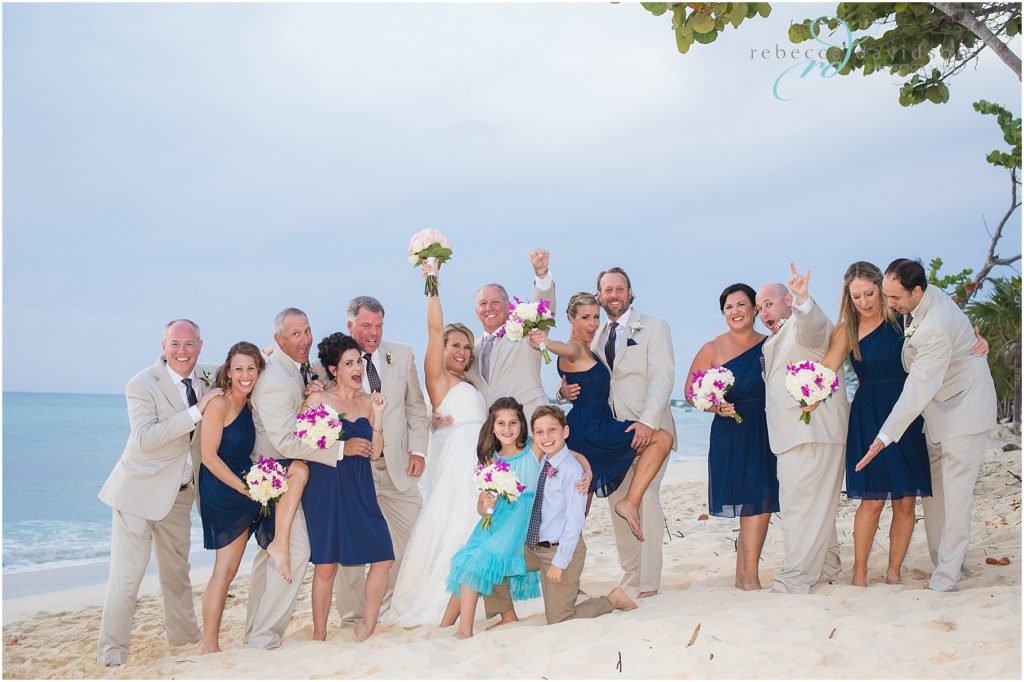 fun bridal party on beach seafire