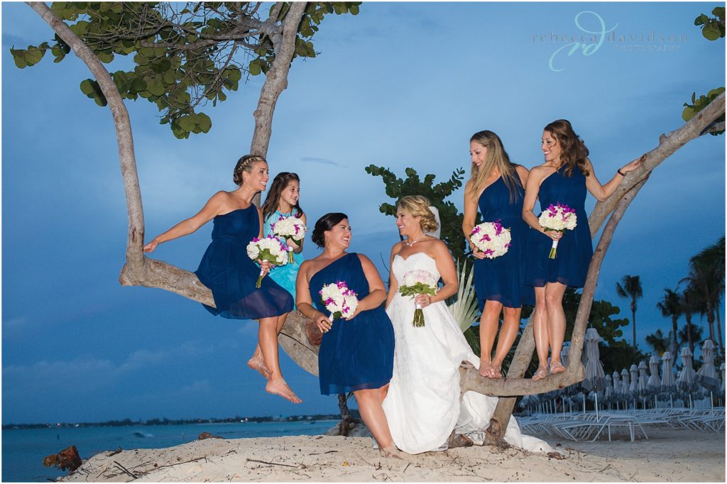 bridal party in navy blue
