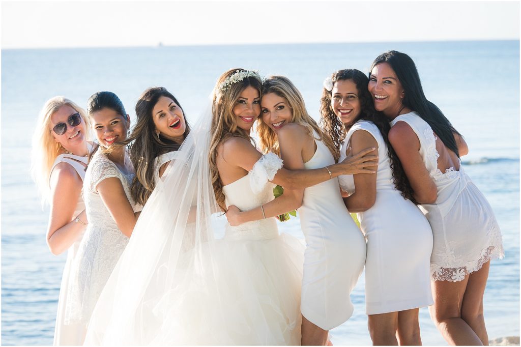 bridesmaids in all white