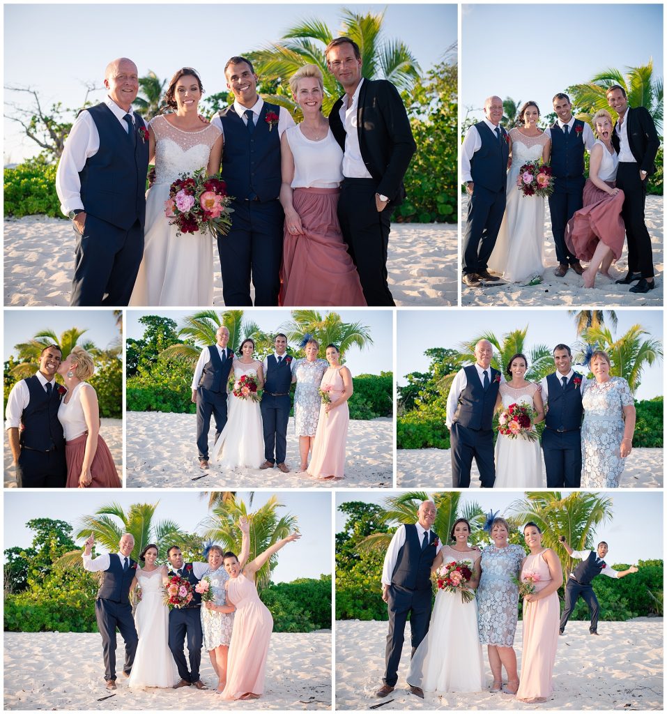 family on beach for wedding