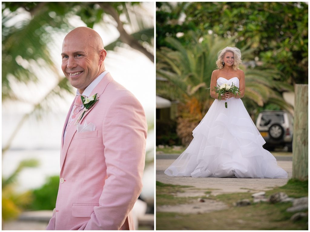 groom in pink jacket