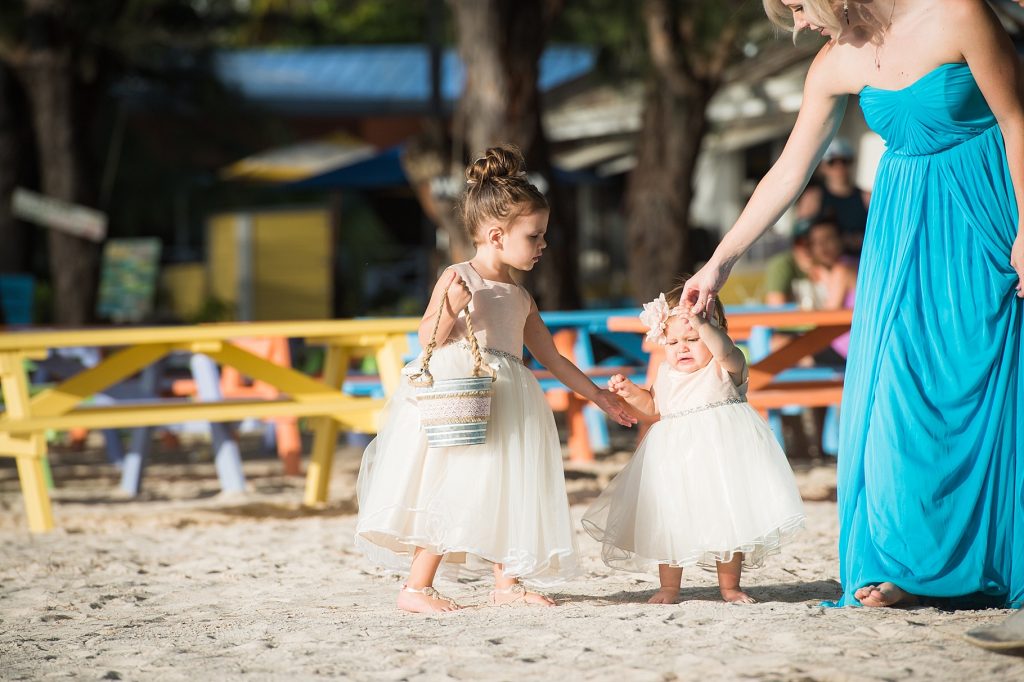 little bridesmais on beach