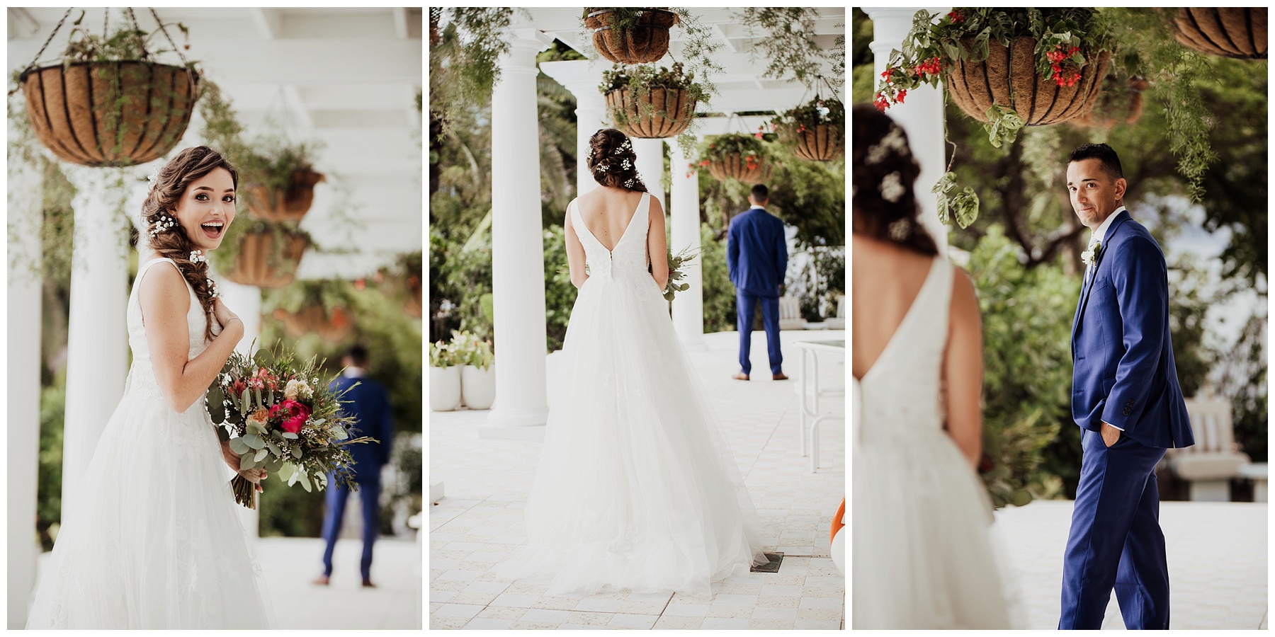 first look bride and groom grand cayman beach suites