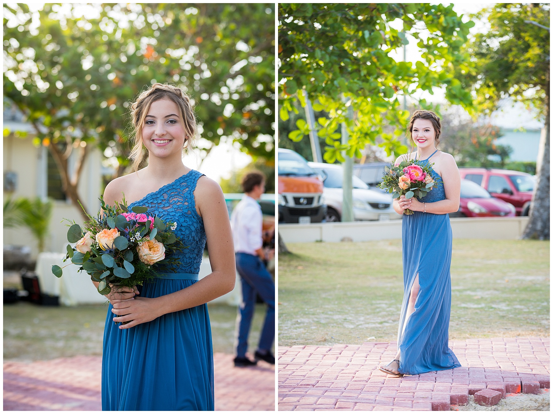 bridesmaids in blue