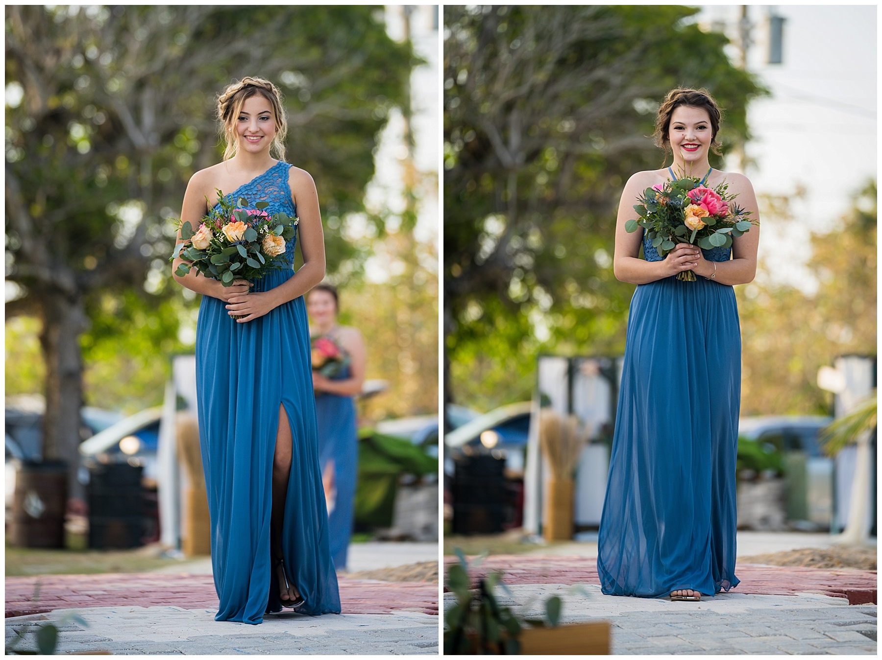 bridesmaids in blue