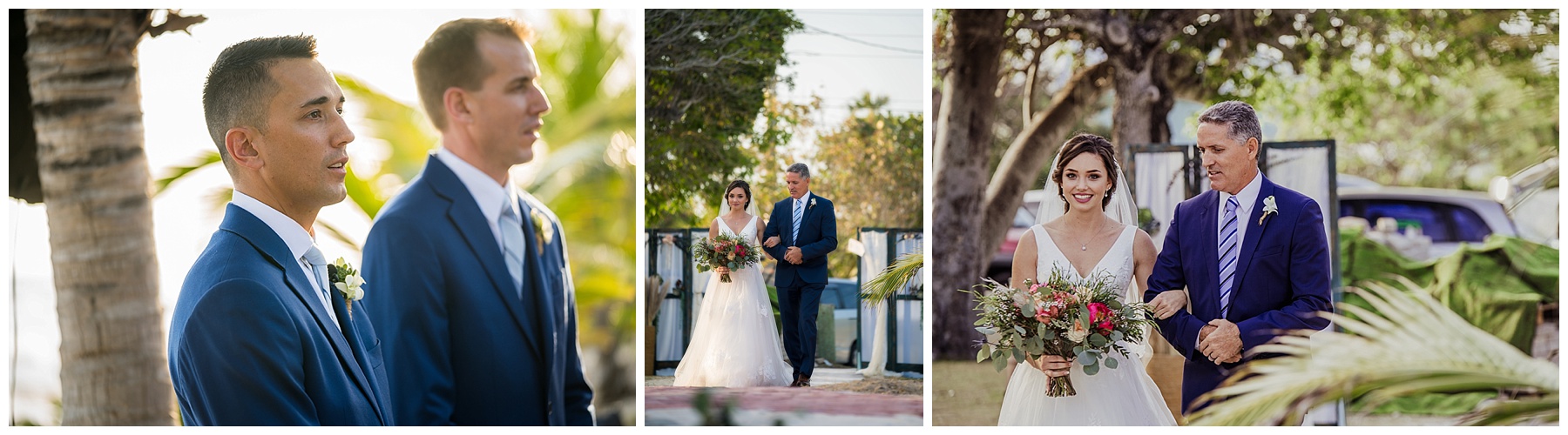 groom in navy blue suits waits for bride