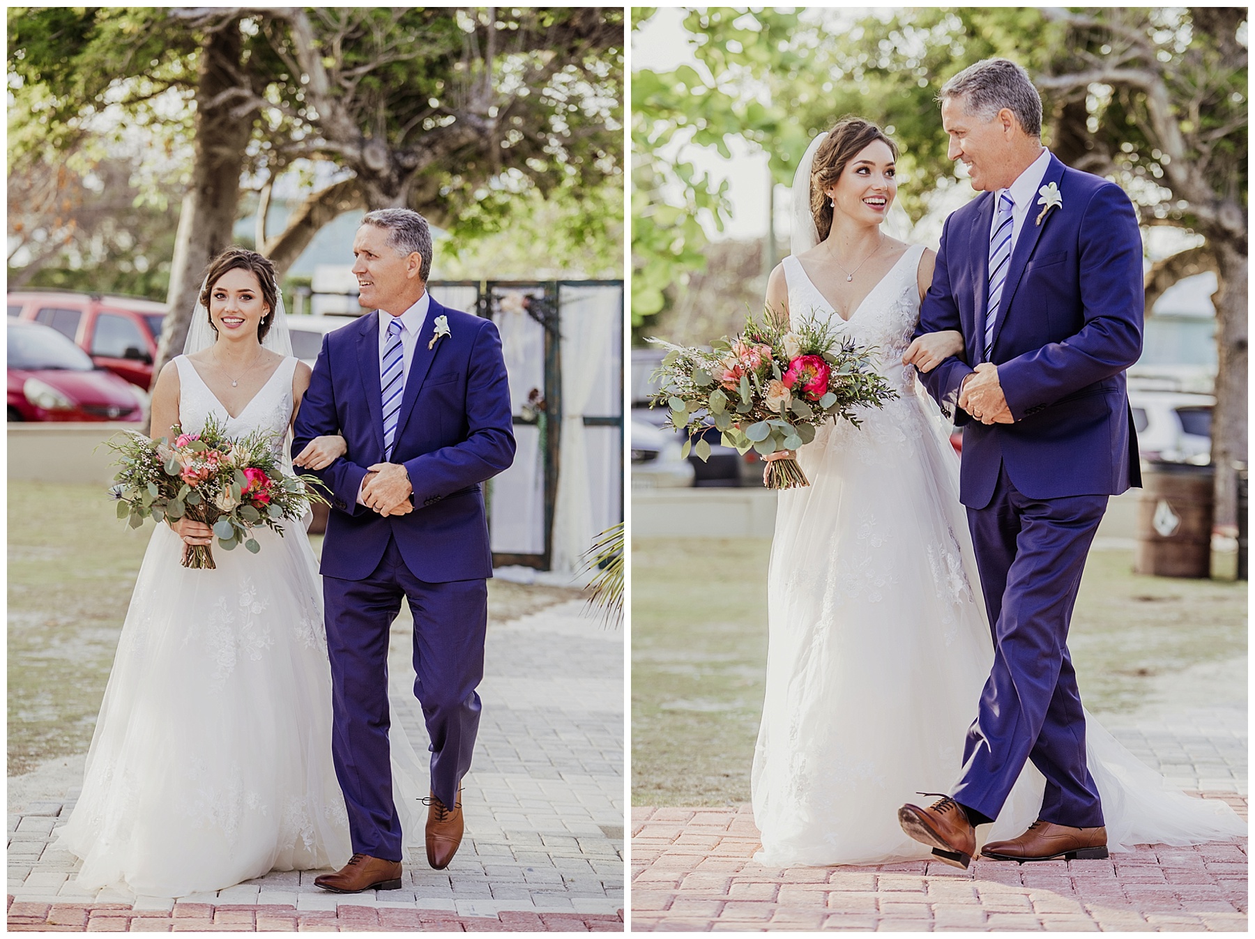 groom in navy blue suits waits for bride