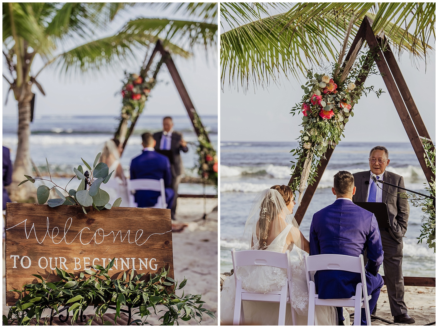 groom in navy blue suits waits for bride