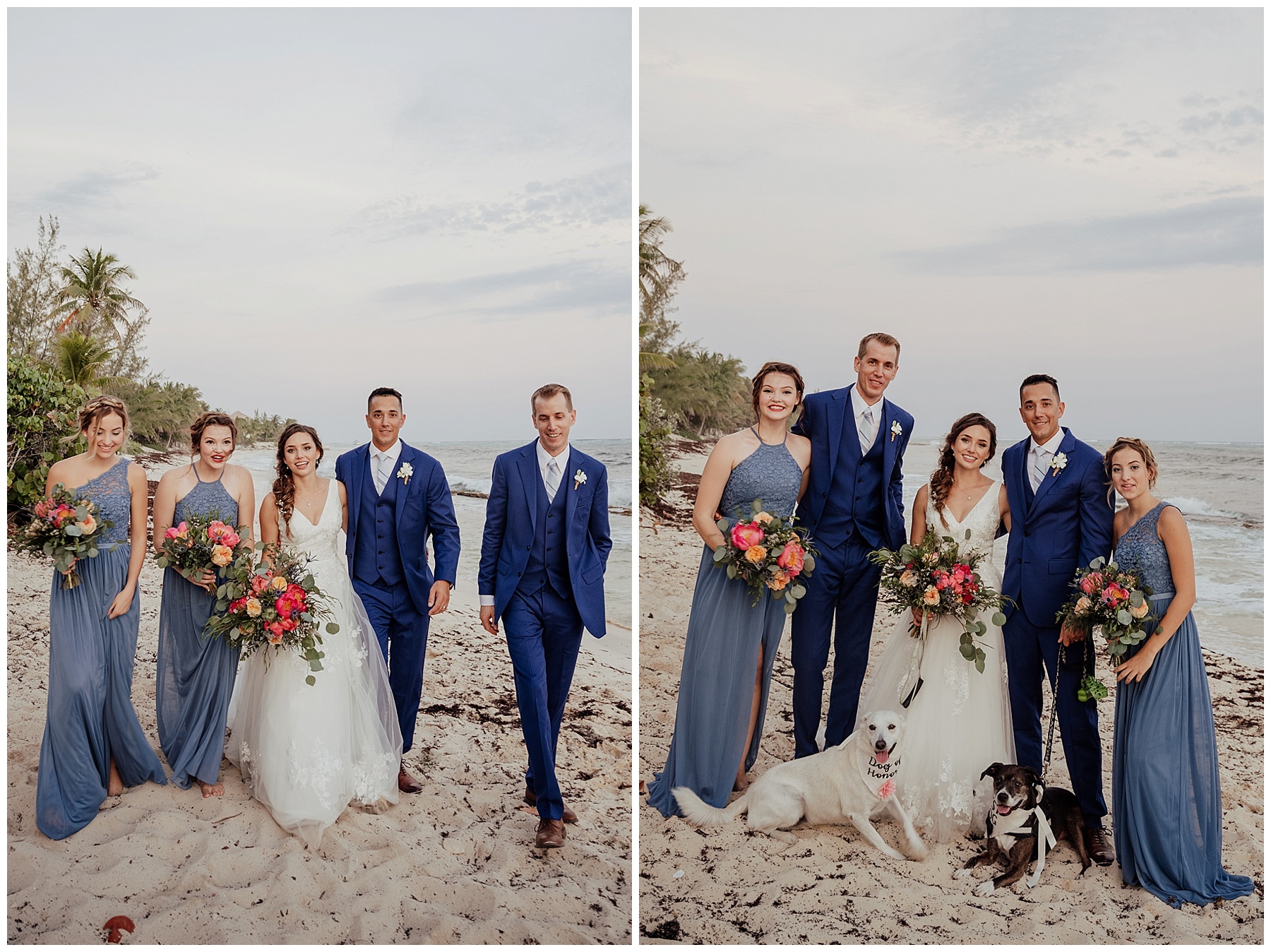 bride with boho bouquet on beach