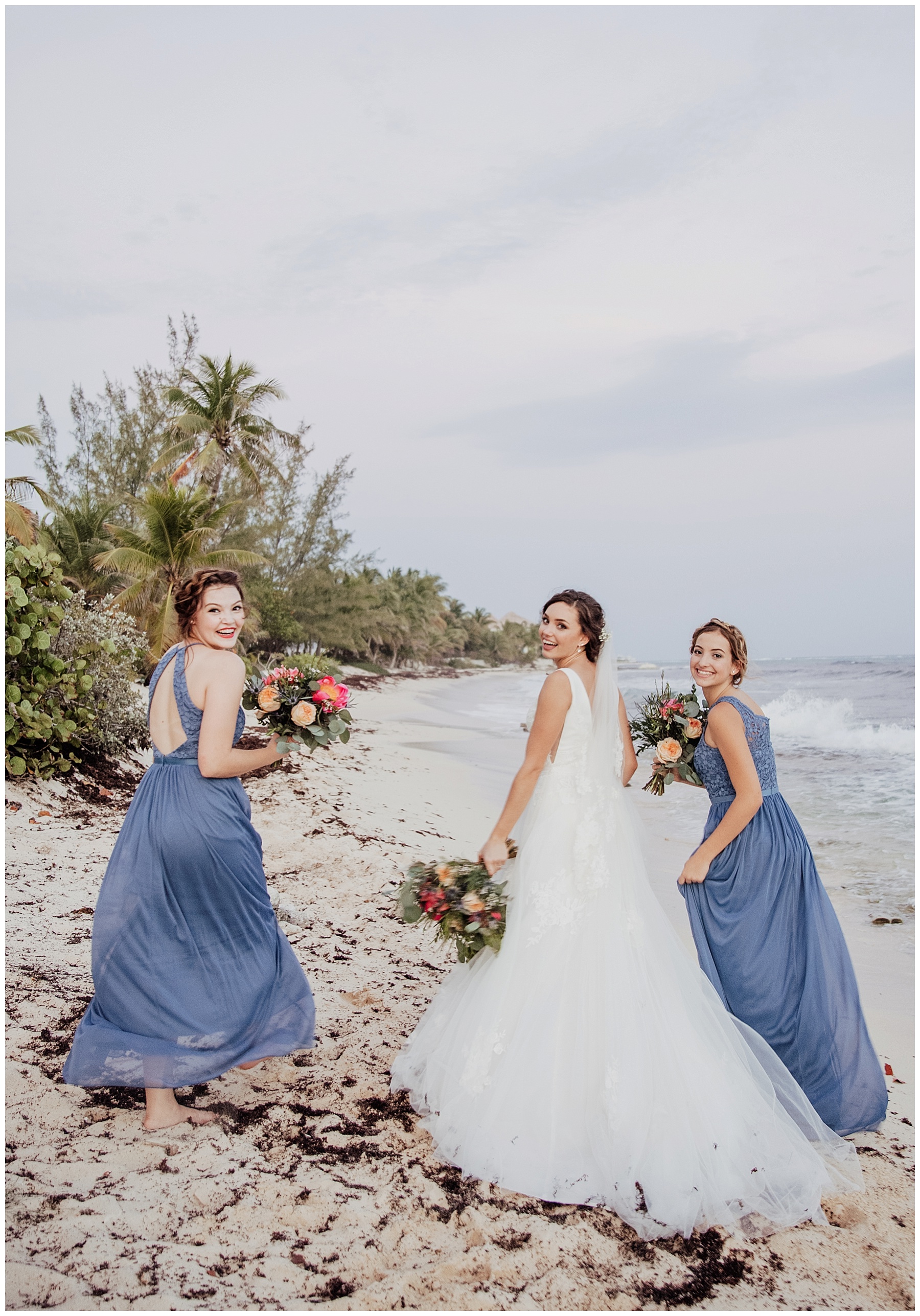 bridesmaids in smokey blue