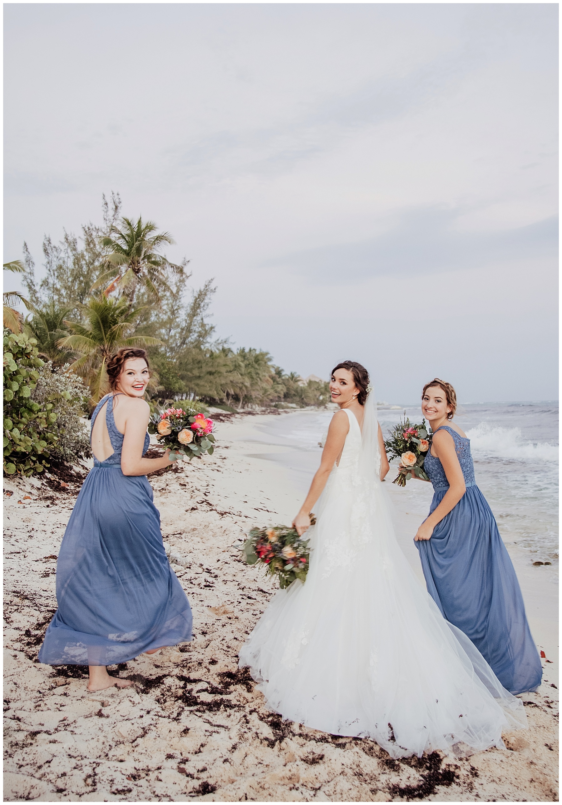 bridesmaids in smokey blue