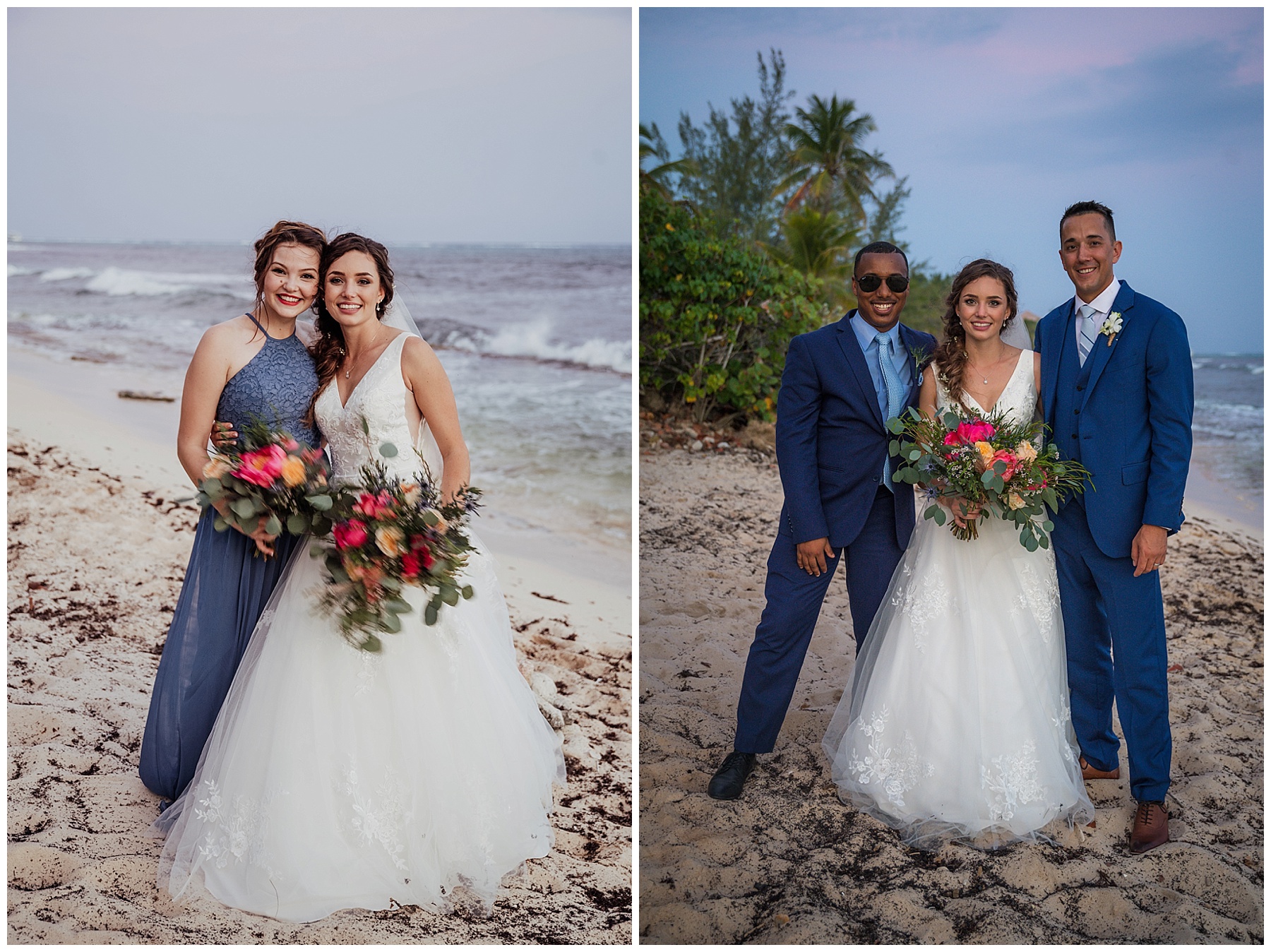 bridesmaids in smokey blue