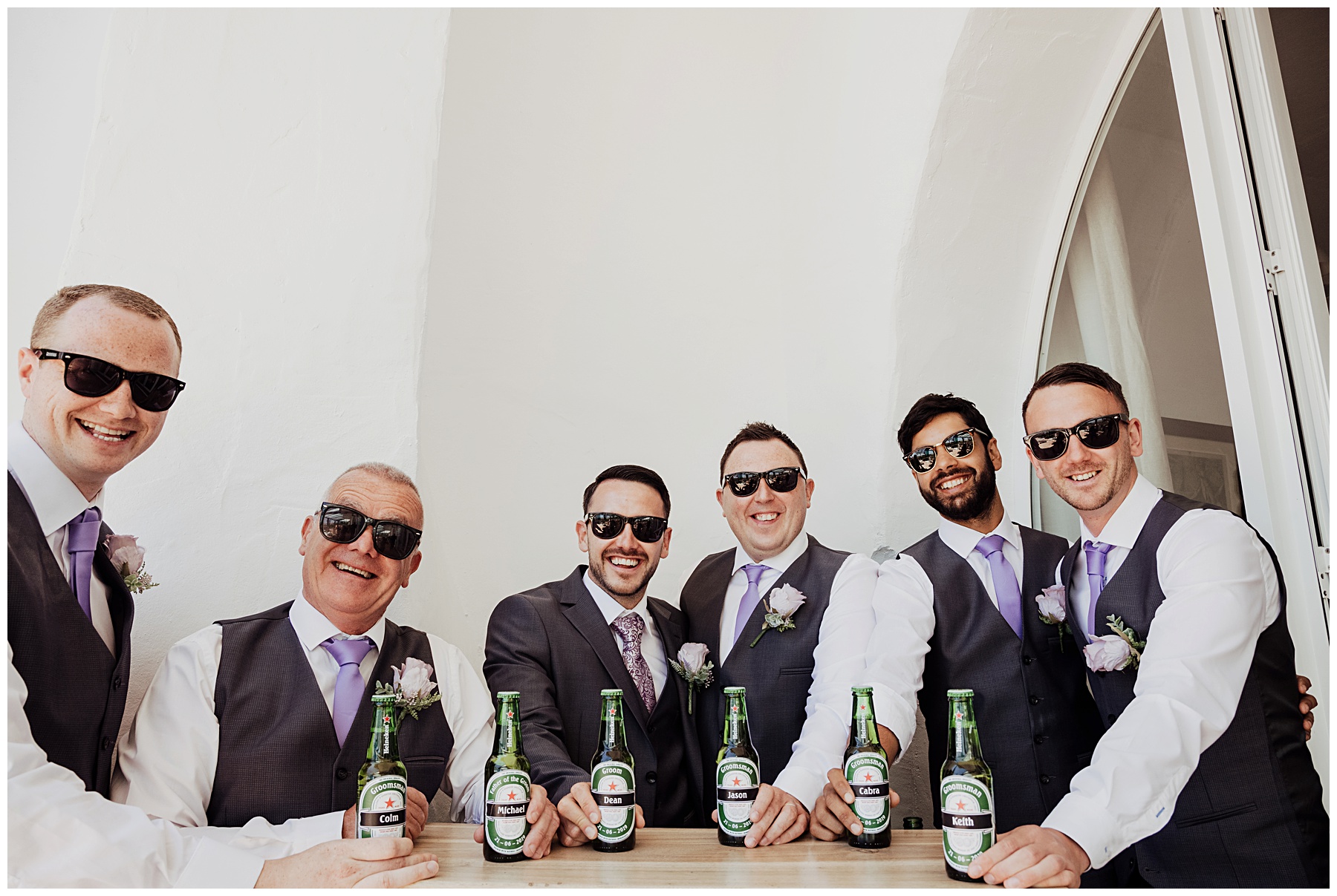 groomsmen in navy personalized beer
