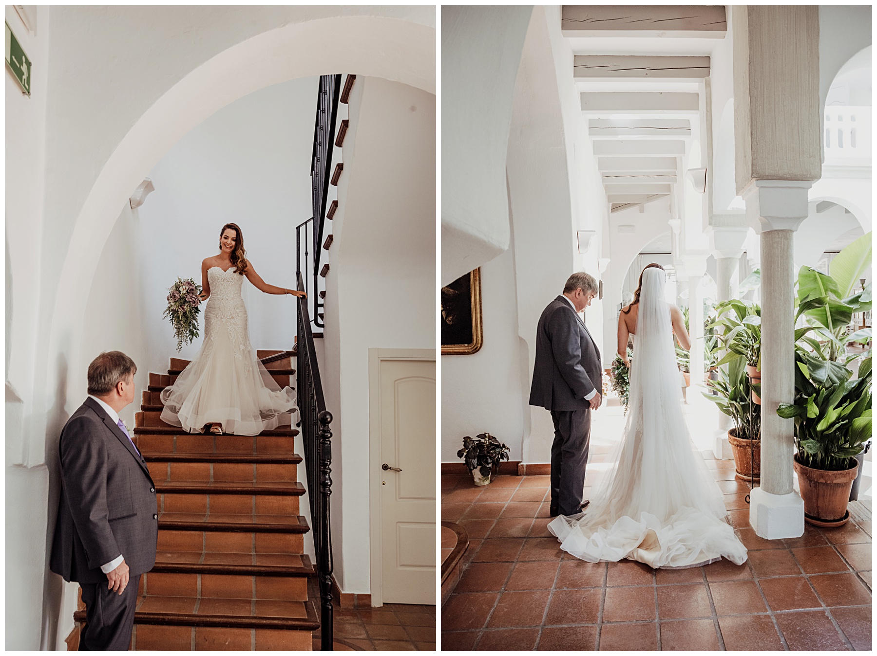 dad sees bride in jean fox gown