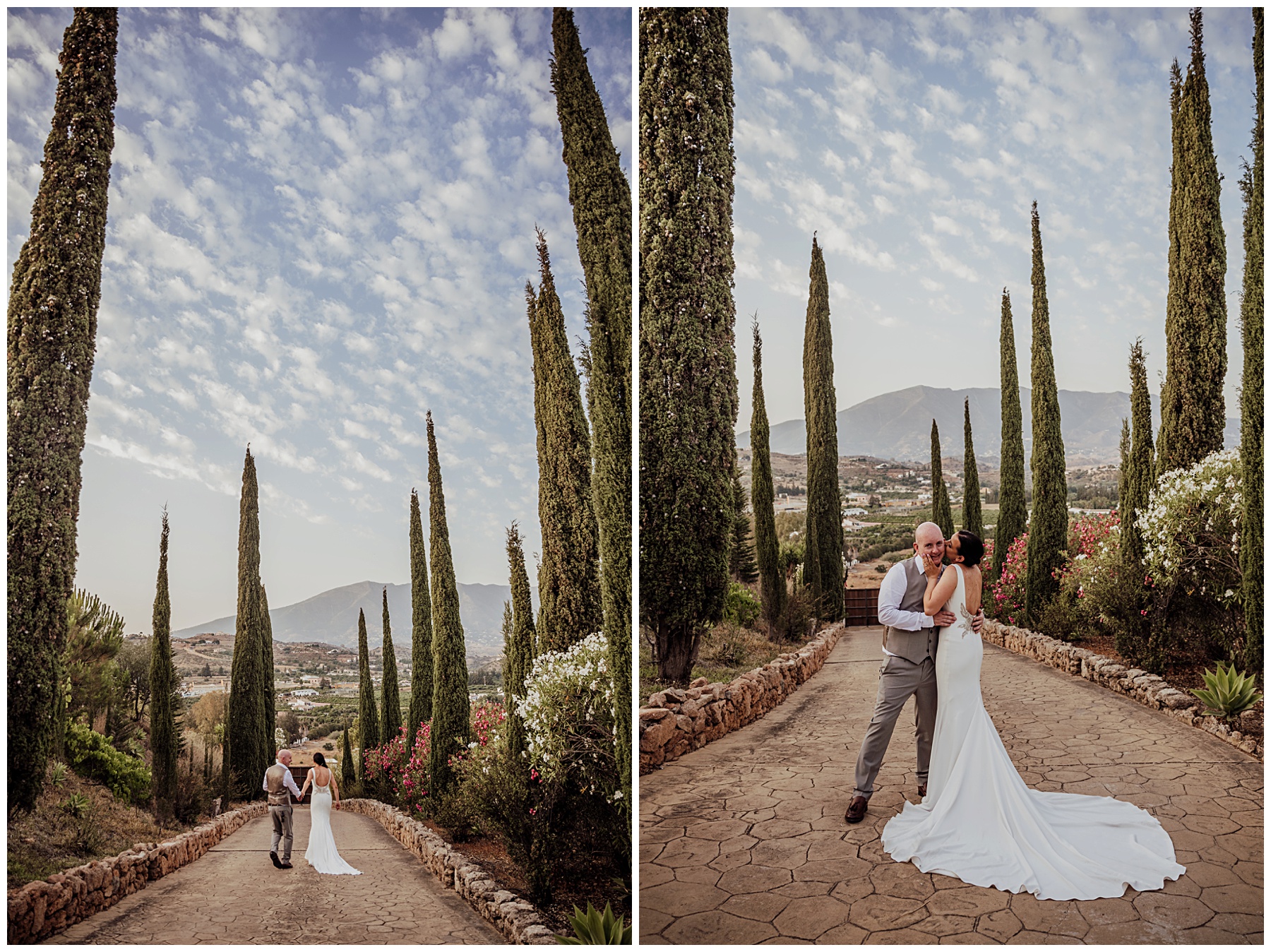 bride and groom at old hacienda spain