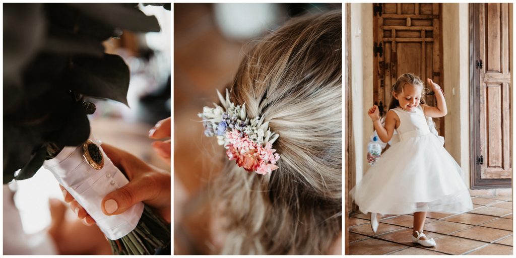 the bride gifted hair pieces for the bridesmaids
