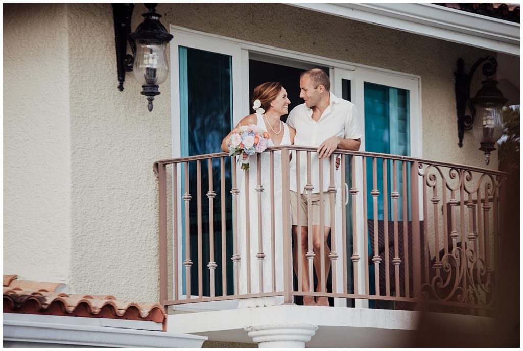 the villa mora had private balconies for the couple to take fun photos

