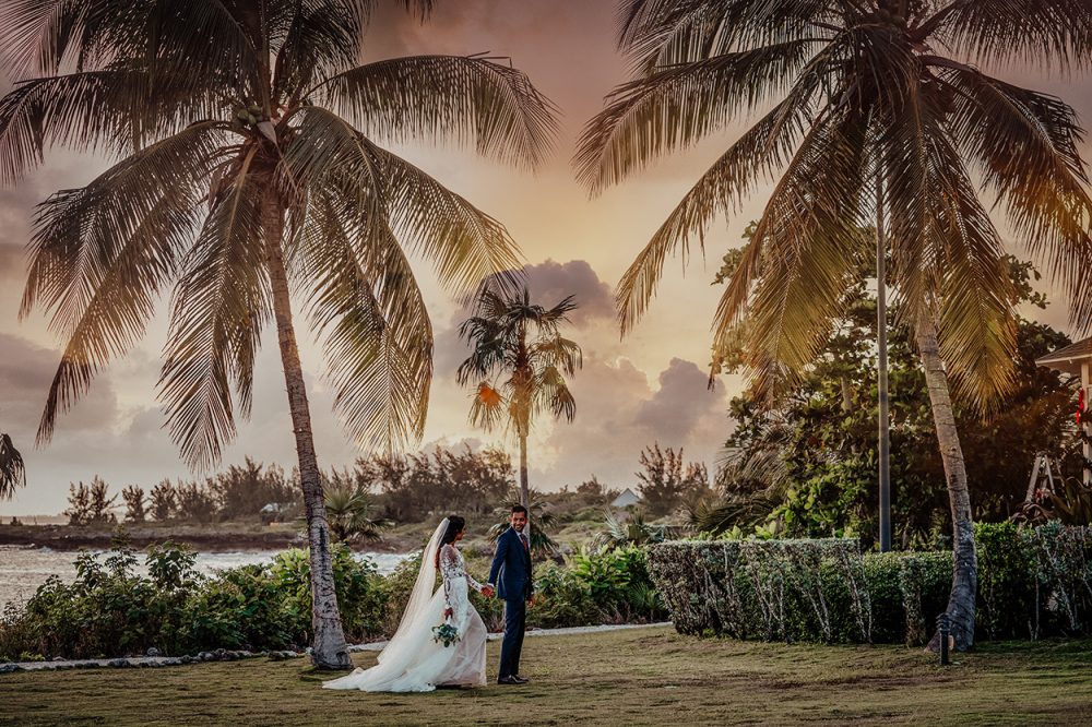 cayman islands wedding lindsay under coconut trees
