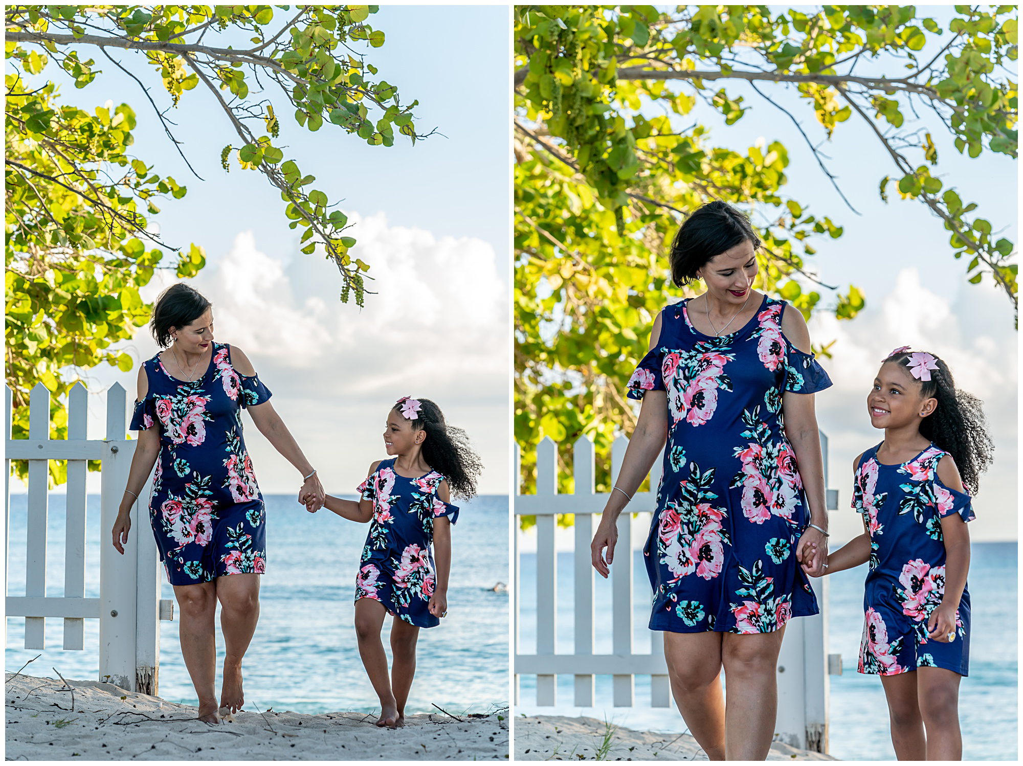 maternity session matching outfits mother daughter