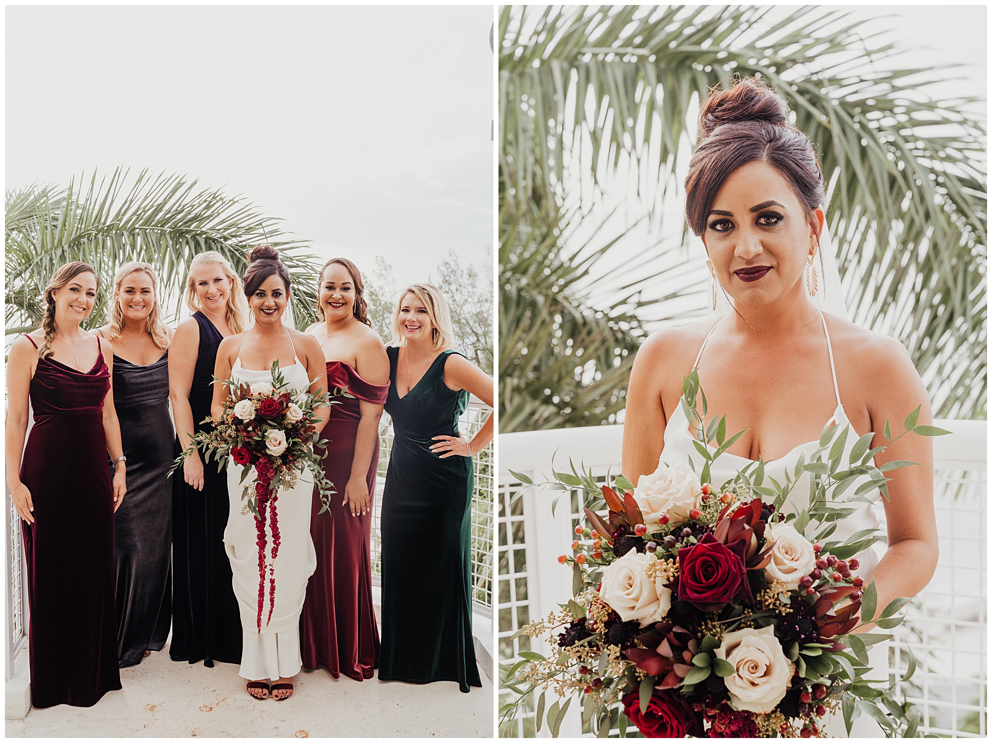 gorgeous boho velvet dresses bridal party dark burgundy roses