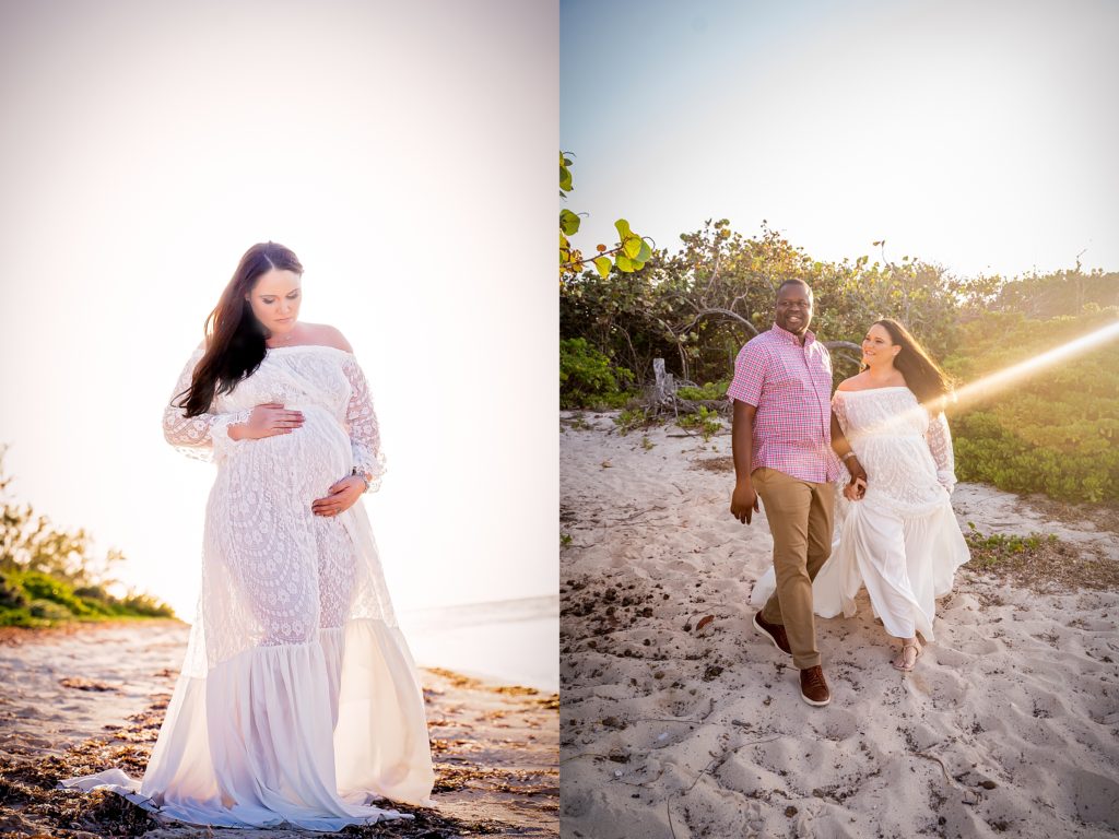 gorgeous backlit maternity sun-kissed beach session