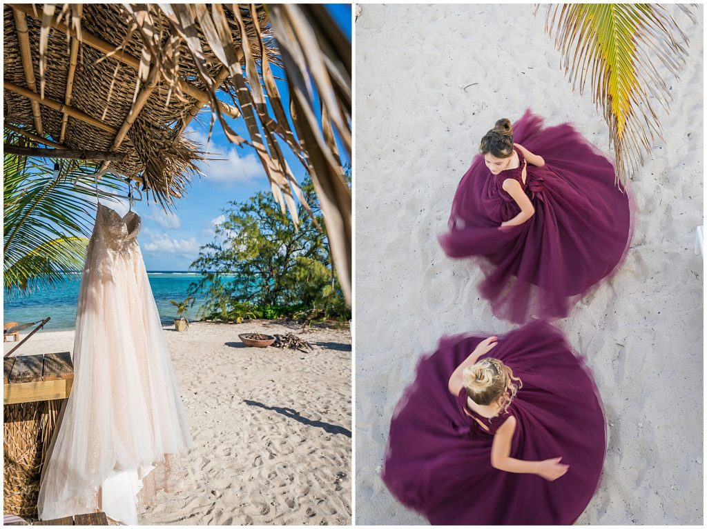 the cottages wedding beach cayman burgandy dresses